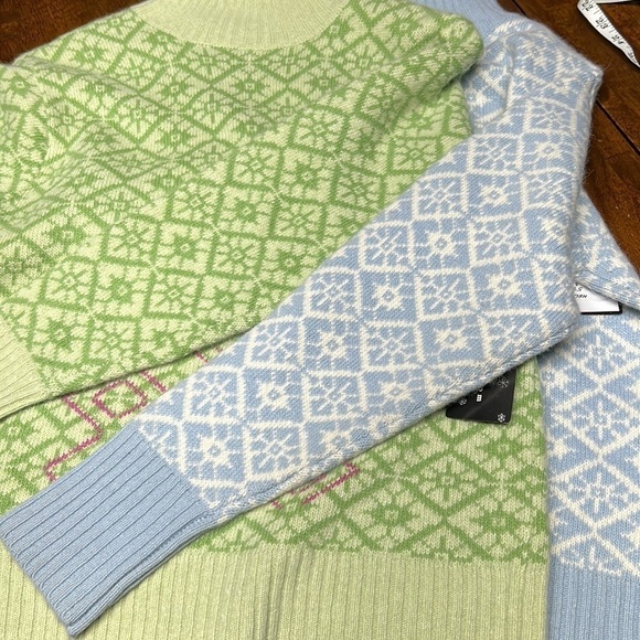 Neckworks  pullover 50 wool 40angora spring colors geometric design NWT. - Picture 13 of 17